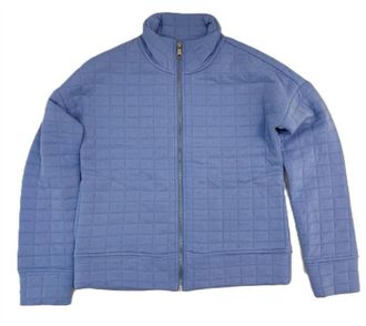 Beach Time Womens Quilted Soft Zip Front Jacket In Blue