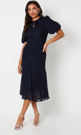 Coast Key Hole Detail Puff Sleeve Flute Hem Midi Dress