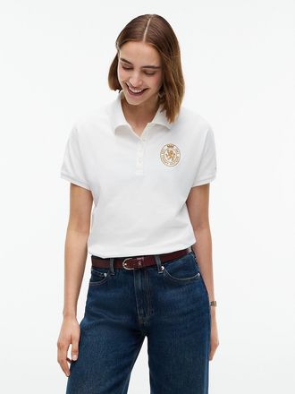 Tommy Hilfiger Womens Regular Fit Embroidered Crest Polo - Ecru - XL