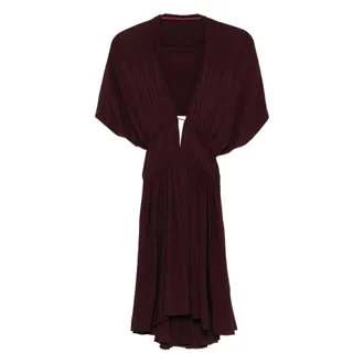 Alaia V-neck Gathered Day Dress