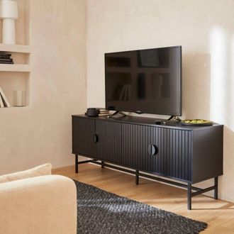 Sweeek 157.5cm Tv Unit Wooden Effect 4 Doors in Black