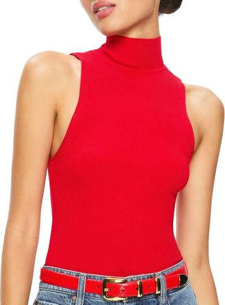 Alice & Olivia Darcey Turtleneck Tank In Bright Ruby