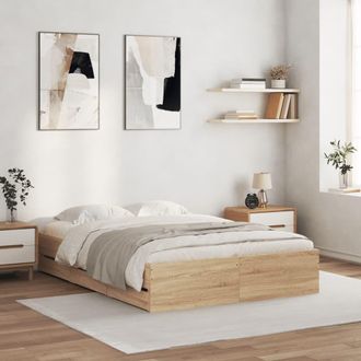 vidaXL Cama Con Cajones Madera Ingenier&iacute;a Roble Sonoma 120x200 Cm Vidaxl