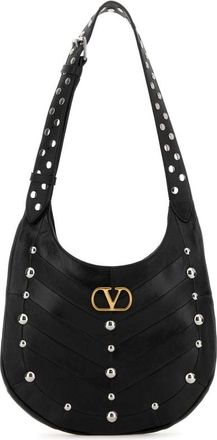 Valentino Garavani Black Leather Vlogo Signature Shoulder Bag