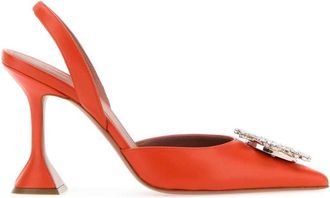 Amina Muaddi Orange Leather Pumps