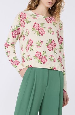 Max Mara Floral Sweater in Ecru at Nordstrom, Size X-Small