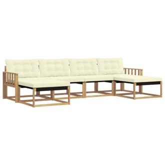 vidaXL Conjunto De Sof&aacute;s De Exterior Con Coj&iacute;n 6 Pcs Blanco Y Crema Vidaxl