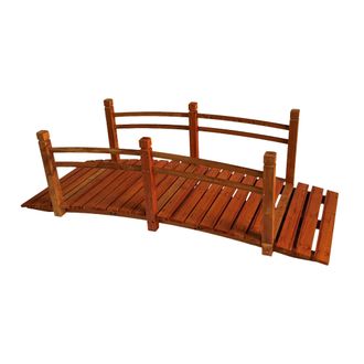 Relaxdays Relaxdays Puente De Jard&iacute;n Con Barandilla, Madera De Abeto, Para Estanque, 58 X 185 X 72 Cm, Carga 200 Kg, Naranja