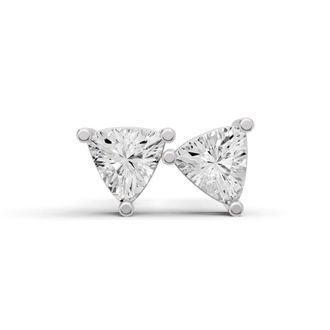 Diamond2Deal 14K White Gold 1 Ct Lab Grown Trillion Shape Diamond Solitaire Stud Earrings Color- E-F, Clarity- VS1