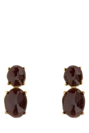 Saint Laurent Brown Cabochon Pendant Earrings
