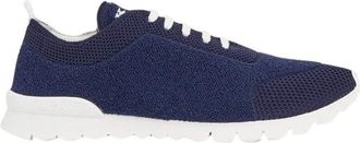 Kiton Navy Blue Knit Sneakers - Heren - Sneakers - Blauw - 40 EU - Schoenen