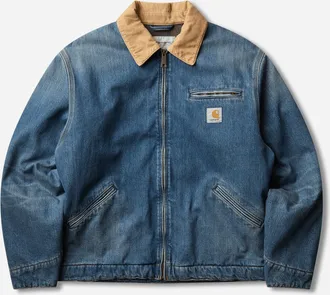 Carhartt Work in Progress Men s OG Detroit Jacket Blue / Dusty H Brown (Dark Used Wash)