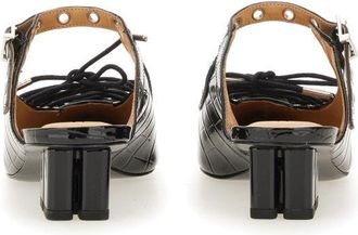 Ganni Lace-Up Recycled Leather Mule - Black