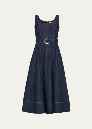 Cinq &agrave; Sept Cambree Belted Denim Midi Dress