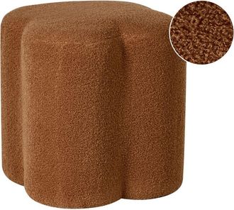 Beliani Puf Suave Con Forma De Tr&eacute;bol Reposapi&eacute;s Boucl&eacute; Accesorio Sala De Estar Dormitorio Marr&oacute;n Dorado Mancos