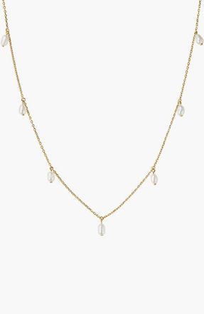 Mejuri Tiny Pearl Station Necklace in 18K Gold Vermeil /Pearl by MEJURI at Nordstrom