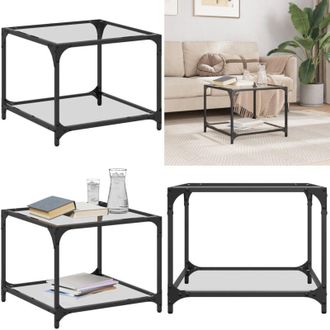 vidaXL Tavolini con Piano in Vetro Trasparente 2 pz 50x50x40cm Acciaio - Tavolo in vetro - Tavolo in acciaio