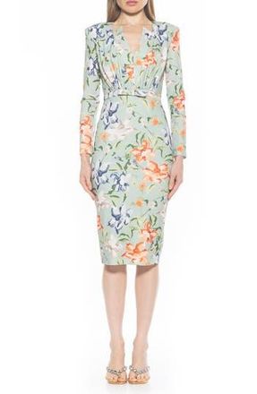 Alexia Admor Arleth V-Neck Sheath Dress in Sage Floral at Nordstrom Rack, Size Medium