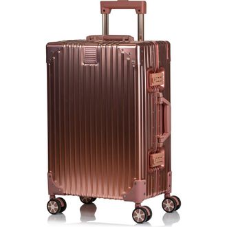 Champs Luggage Aluminum Hardside Spinner Suitcase Carry-On in Rose Gold at Nordstrom Rack