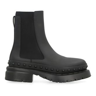 Valentino Garavani Schoenen, Heren, Zwart, 40 EU, Leer, Rockstud M-Way leren Chelsea boots