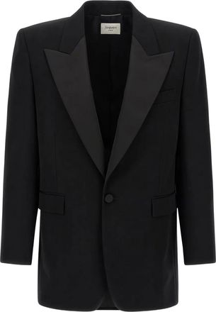 Saint Laurent Blazer met enkele rij knopen - Zwart