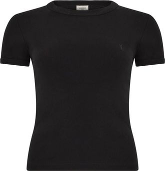 Saint Laurent Cassandre T-shirt - Dames - T-shirts - Zwart - L - Katoen - Tops