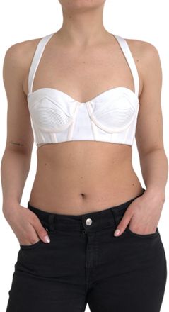 Versace Womens Halter Sleeveless Corset Top - White viscose - Size EU 38 (Womens)