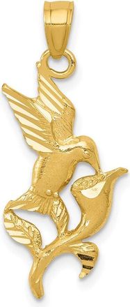 Diamond2Deal 14k Yellow Gold Polished Hummingbird Flower Pendant