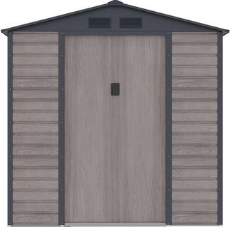 VENTE-UNIQUE.COM Cobertizo de jard&iacute;n acero gris antracita, color natural oscuro