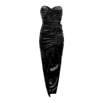 Alexandre Vauthier Velvet Dress With Draping - female - Alexandre Vauthier - Party Dresses - Black - M - Dresses