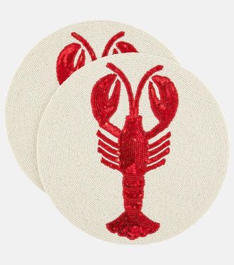 Les-Ottomans Lobster set of 2 beaded sequined placemats