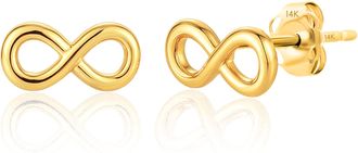 MAX + STONE 14k Yellow Gold Infinity Symbol Stud Earrings with Push Backs