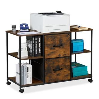 Relaxdays Cassettiera da Ufficio per Stampante, Mobile con 2 Cassetti, Schedario Portadocumenti, 67x100x40cm, Industrial - Relaxdays