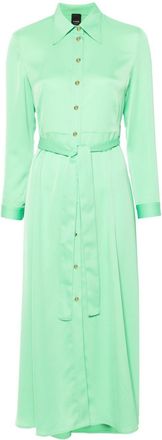 Pinko belted crepe de chine midi dress - women - Polyester - 42 - Green