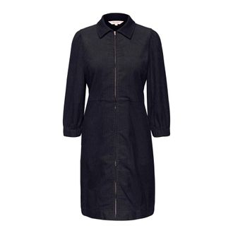Part Two Donkerblauwe Jurk met Overhemdkraag - Dames - Parka Jassen - Blauw - L - Katoen - Jassen