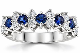 Pompeii3 2 1/2Ct Blue Sapphire & Diamond Wedding Ring 14k White Gold Lab Grown