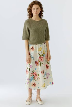Oui Floral Skirt In White Red