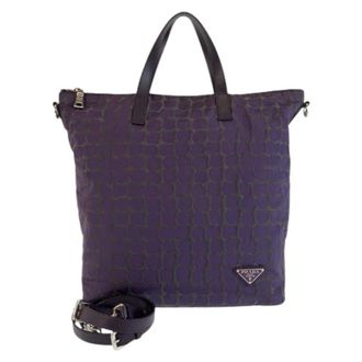 Prada Pre-owned Nylon Leather 2way Tote Bag - Pre-owned - Mujer - P&uacute;rpura - ONE SIZE
