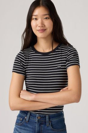 Levi's Camiseta Hayes - Mujer - XS - Negro / Gemini Stripe Anthracite Night