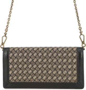 Bottega Veneta Intrecciato Black Leather Nylon Chain/Shoulder Wallet (Pre-Owned)