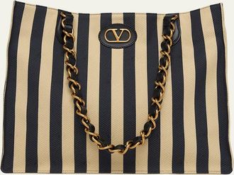 Valentino Garavani Striped Viscose Tote Bag