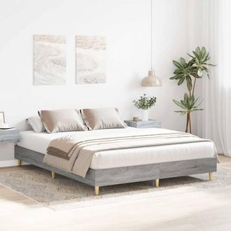 Berkfield Home Durable Bed Frame No Mattress Grey Sonoma 140x200 cm Engineered Wood