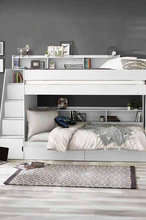 Julian Bowen Camelot Staircase Bunk Bed in White | Size: Single