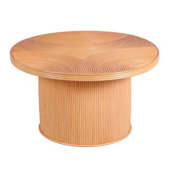 Decoclico Table basse ronde en rotin lamell&eacute; coll&eacute; d 80 cm