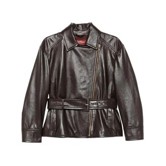 Max Mara Leather Outerwear Max Mara Studio - Dames - Leren en Su&egrave;de Jassen - Bruin - S - Leer - Jassen