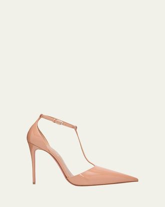 Christian Louboutin 110mm Kate Max Patent Leather T-Strap Pumps