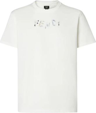 Fendi T-Shirt Slim Cloud - Dames - T-shirts - Wit - S - Katoen - Tops