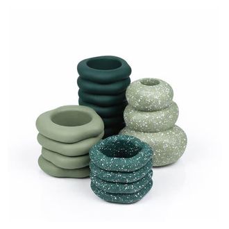 Jonathan Y Designs Hollis Modern Minimalist Handmade Concrete Stacked Ring Planter Set with Drainage Holes in Teal at Nordstrom
