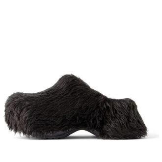Balenciaga (WMNS) Balenciaga Crocs Mules Black Fake Fur on Rubber 720762W0FOU1000