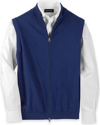 Paul Fredrick Cotton Full Zip Mock Neck Vest